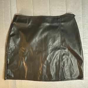 Black vegan leather mini skirt